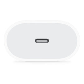 Carregador Apple Type-C 20W, Adaptador de Energia Rápido, Branco