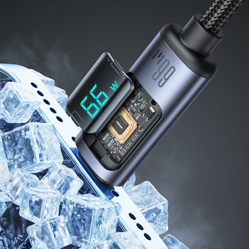 Joyroom Prism Series A16 USB to Type-C Cable 66W 1.2m with LED Display - Black